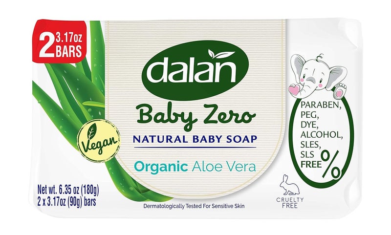 Dalan Baby Zero Natural Baby Soap Bar 3.17oz (2 Pack) - Paraben, PEG, DYE, Alcohol, SLES, SLS FREE (Aloe Vera, 2 Pack) - Image 1